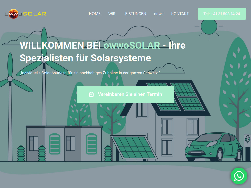 Website von owwoSOLAR in Liebefeld