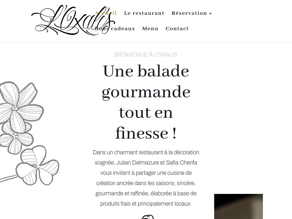 Website von Restaurant l'Oxalis in Les Evouettes