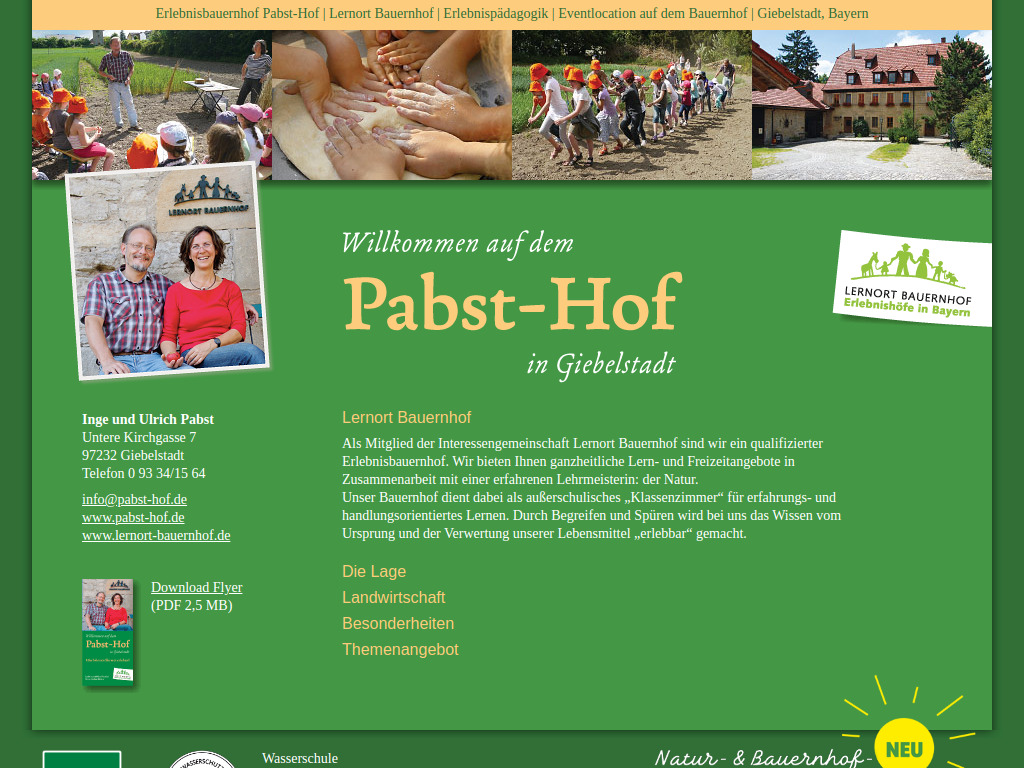 Website von Erlebnisbauernhof Pabst-Hof in Giebelstadt