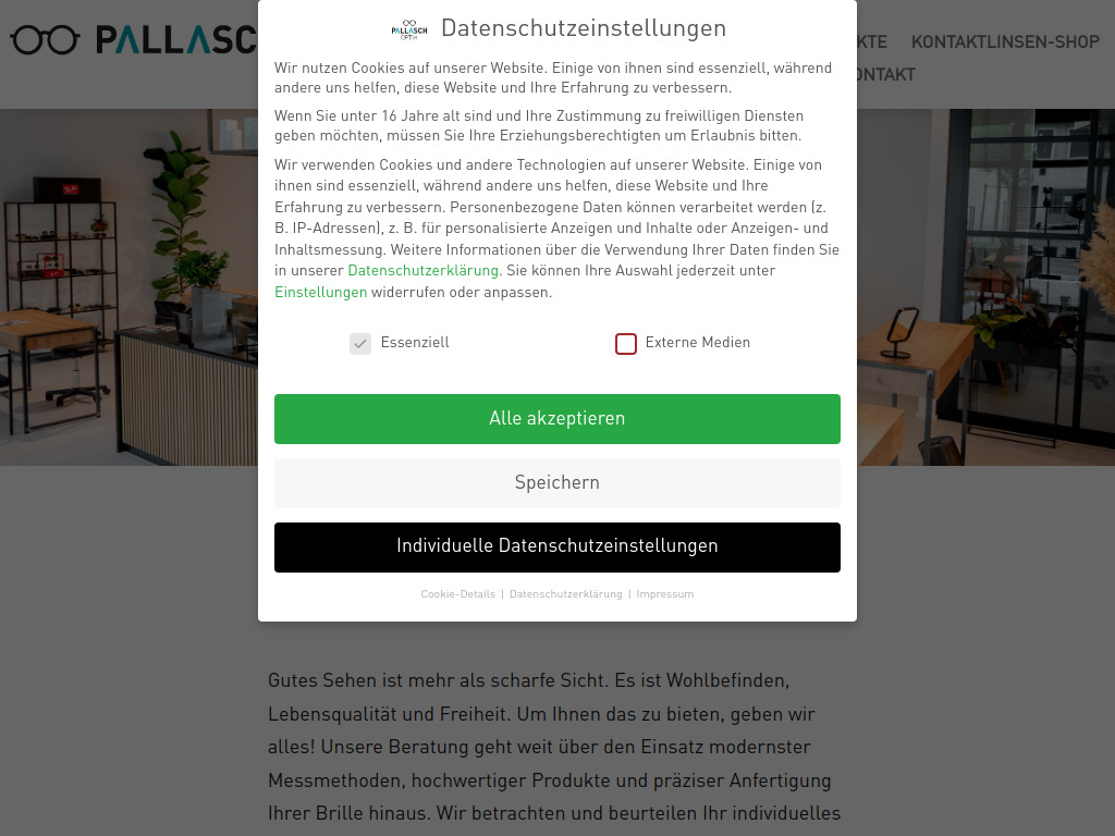 Website von PALLASCH OPTIK GmbH in Eislingen/Fils