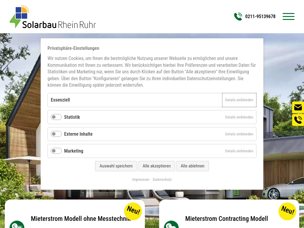 Website von Solaranlagen für NRW