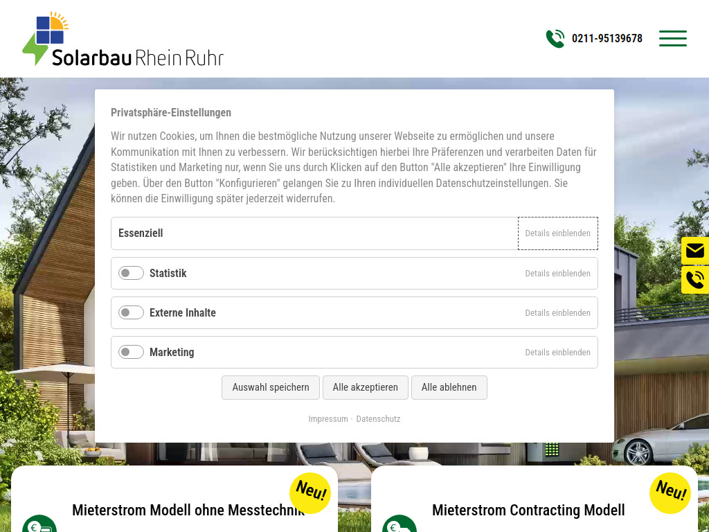 Website von Solarbau Rhein Ruhr OHG in Düsseldorf