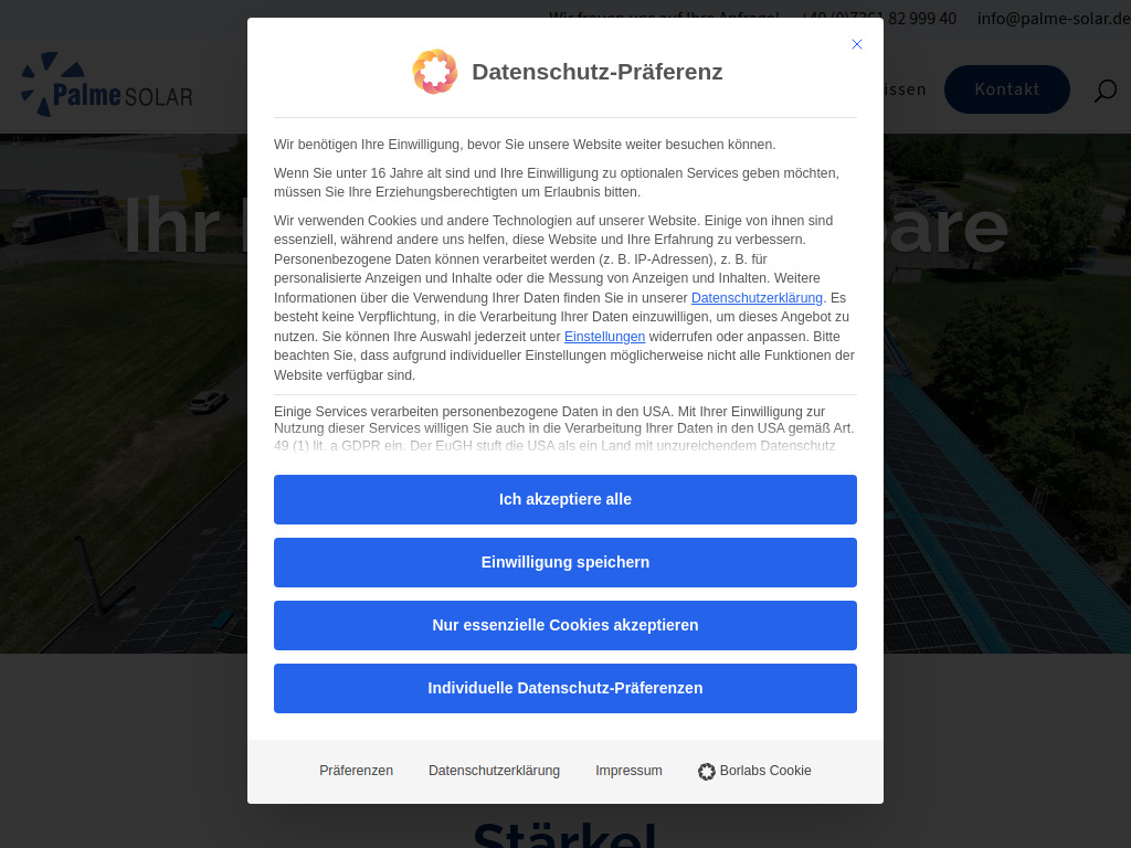 Website von Palme Solar GmbH in Aalen-Unterkochen