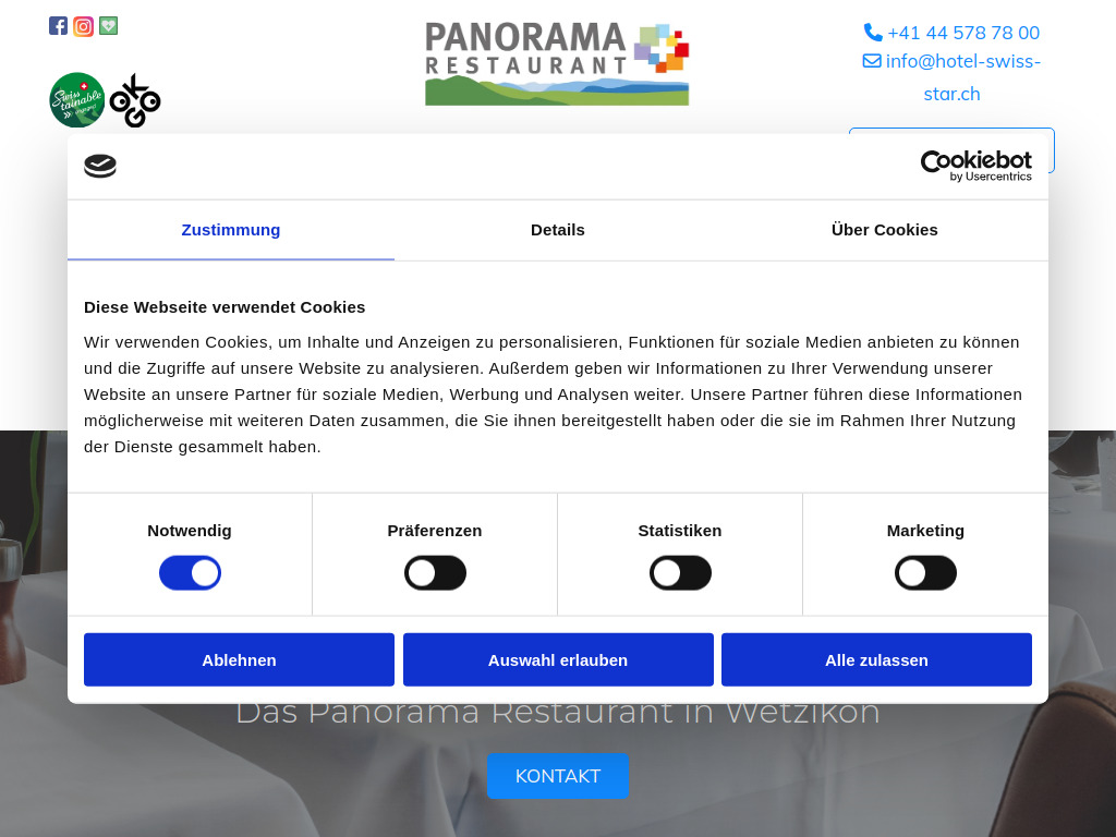 Website von Panorama Restaurant in Wetzikon