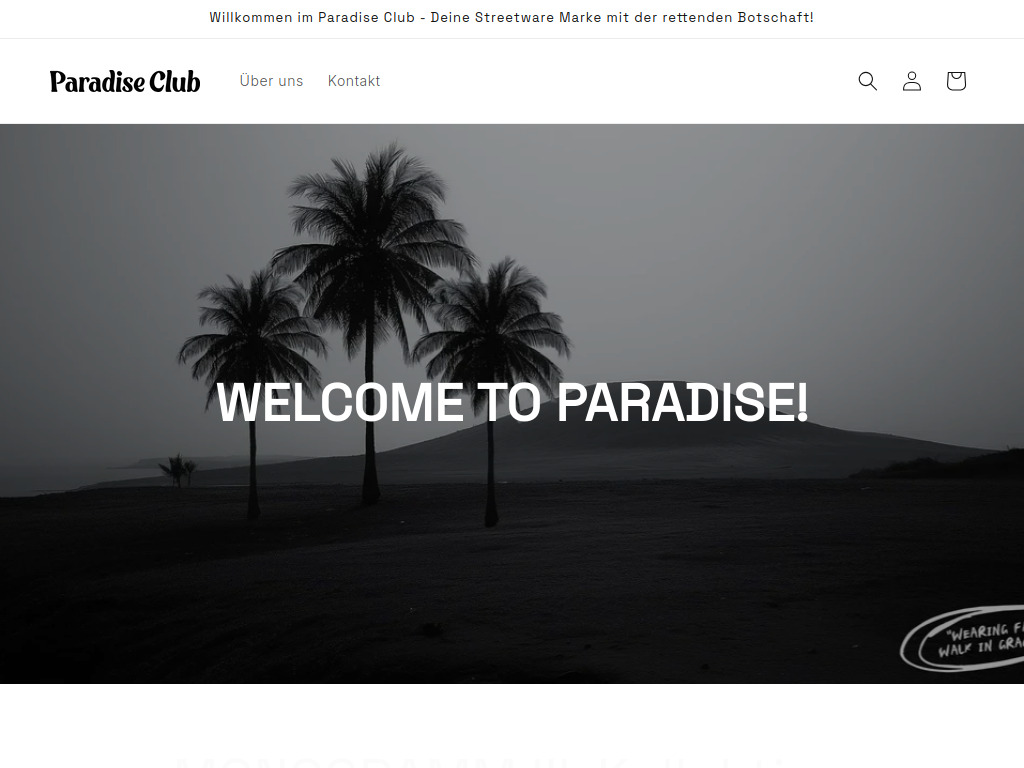 Website von Paradise Club Clothing in Lichtenwald