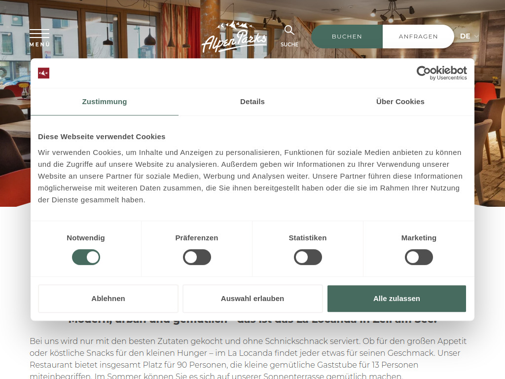 Website von park-restaurant.at in Zell am See