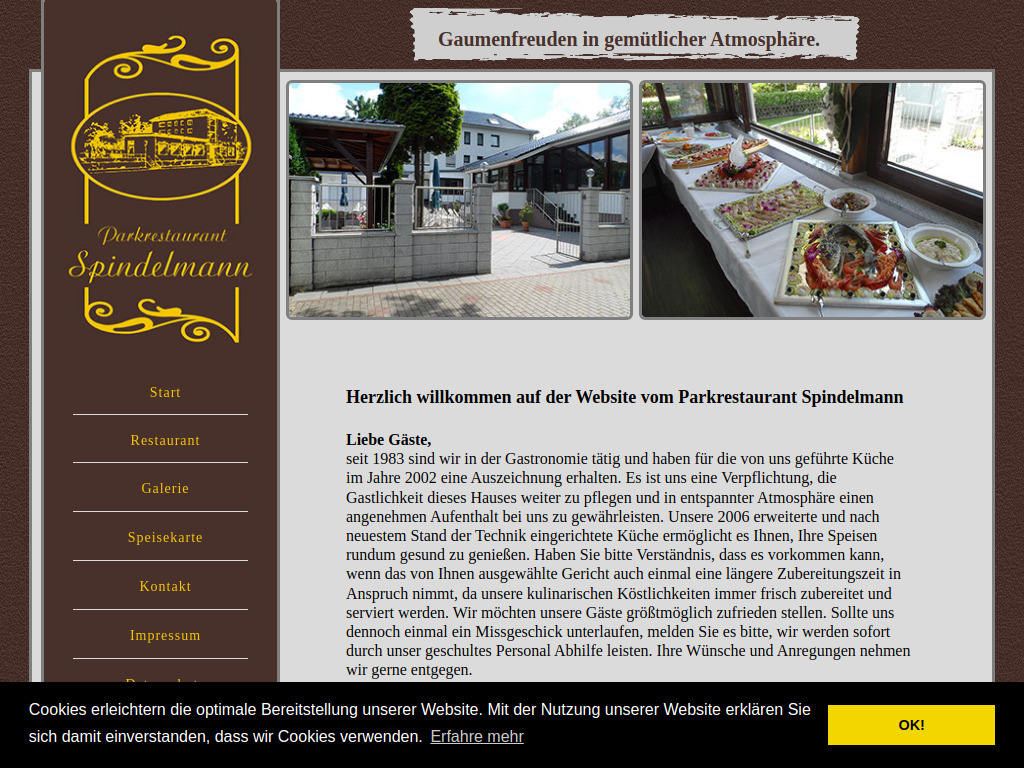 Website von Parkrestaurant Spindelmann in Essen