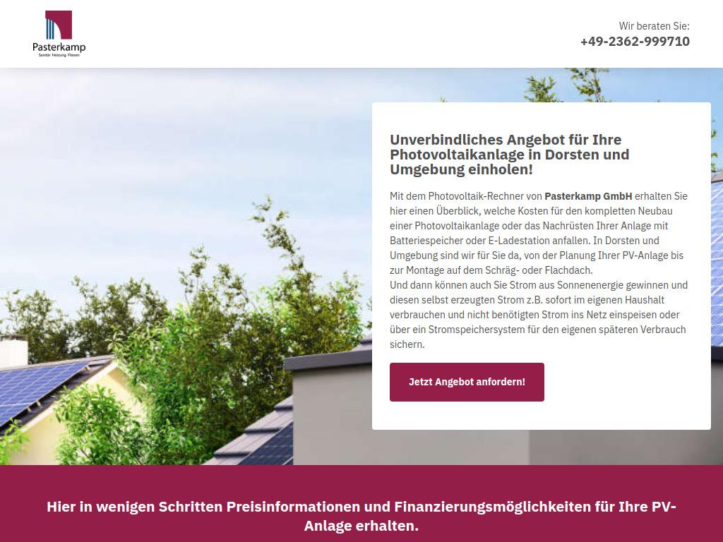 Website von Pasterkamp GmbH in Dorsten