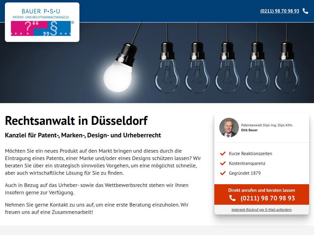 Website von BAUER WAGNER PELLENGAHR SROKA Rechtsanwalts PartG mbB