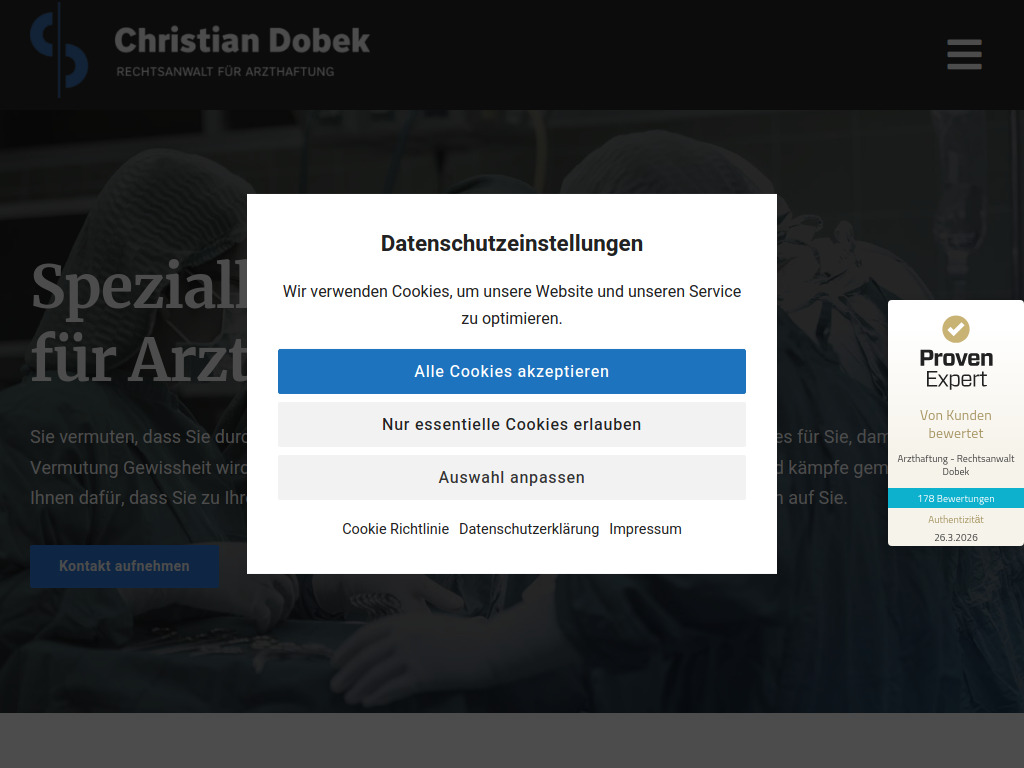 Website von Rechtsanwalt Christian Dobek in Berlin-Schöneberg