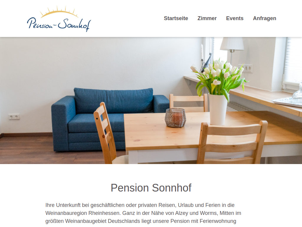 Website von Pension Sonnhof in Framersheim