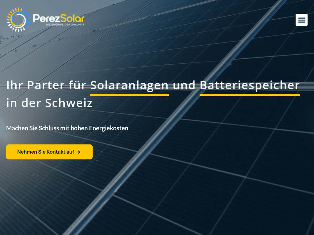 Website von PerezSolar GmbH in Hochdorf