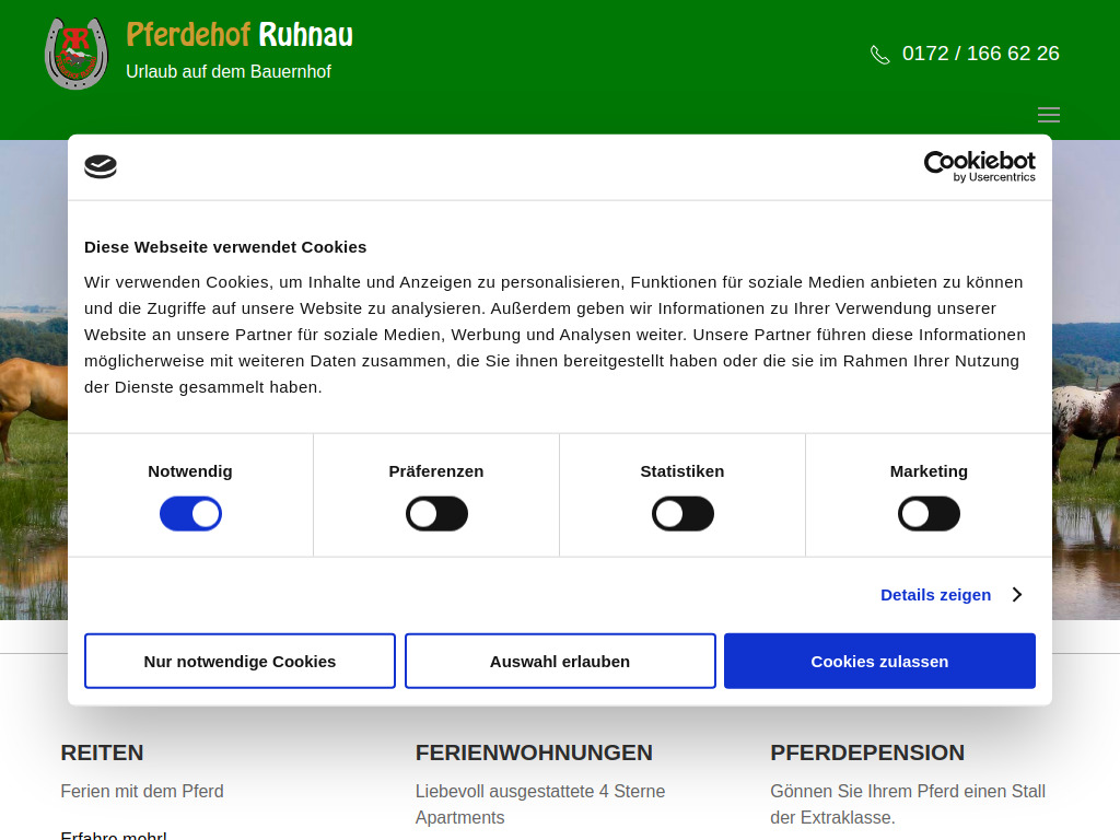Website von Pferdehof Ruhnau in Oberuckersee