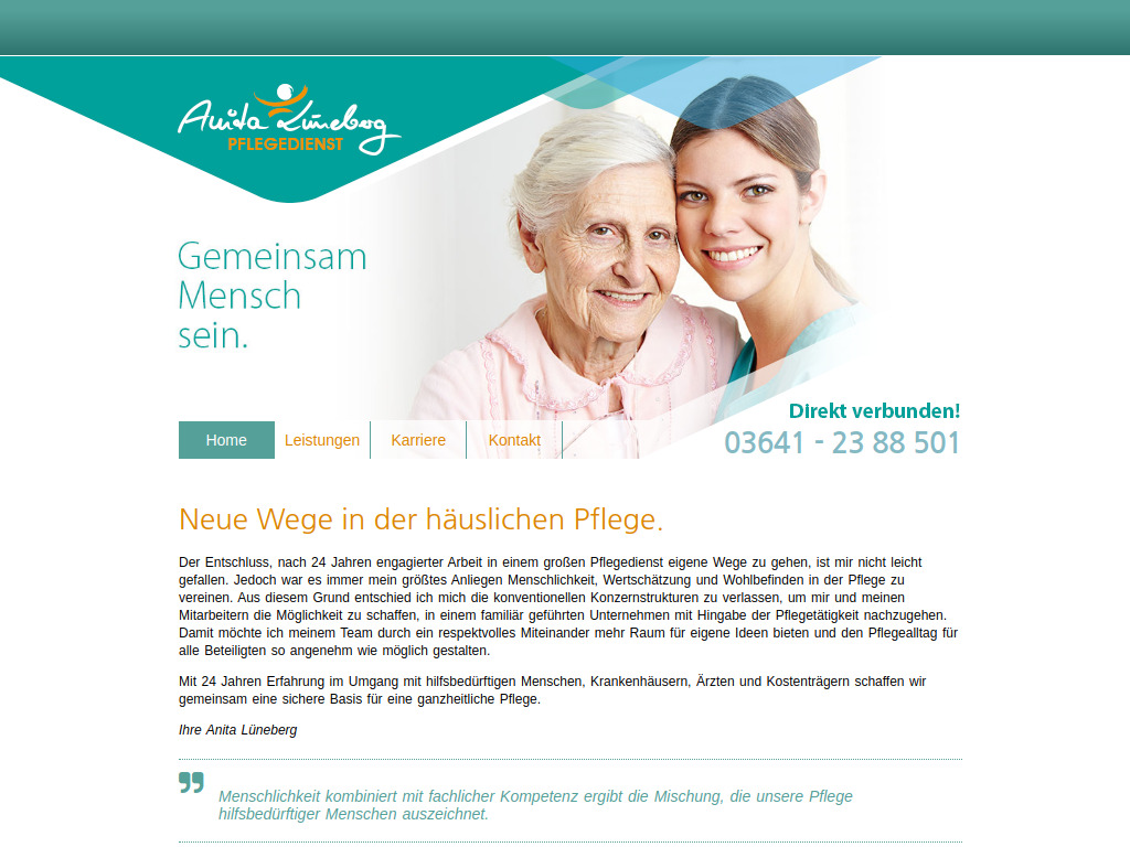 Website von Pflegedienst Anita Lüneberg GmbH in Jena