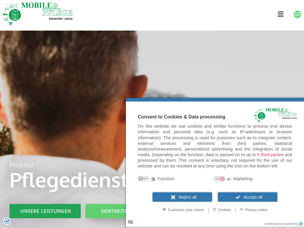 Website von Mobile Pflege Alexander Lezius GmbH in Köthen (Anhalt)