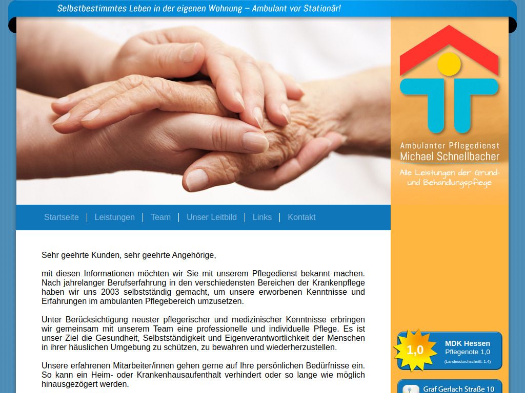 Website von Ambulanter Pflegedienst Michael Schnellbacher in Taunusstein