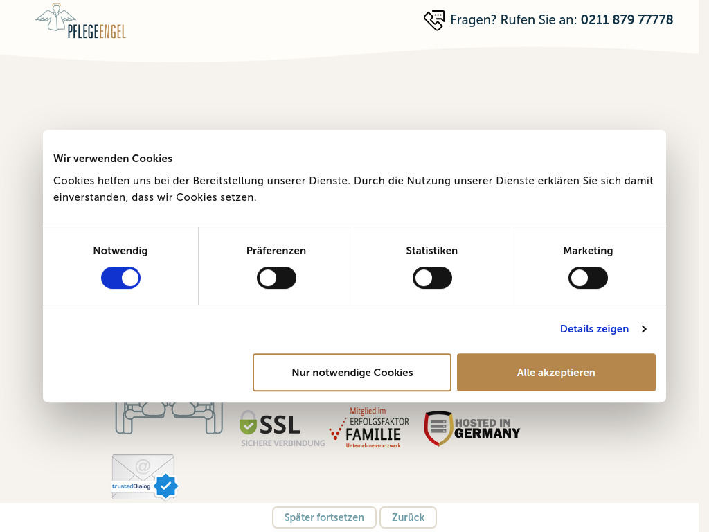 Website von DKN Pflege GmbH in Düsseldorf