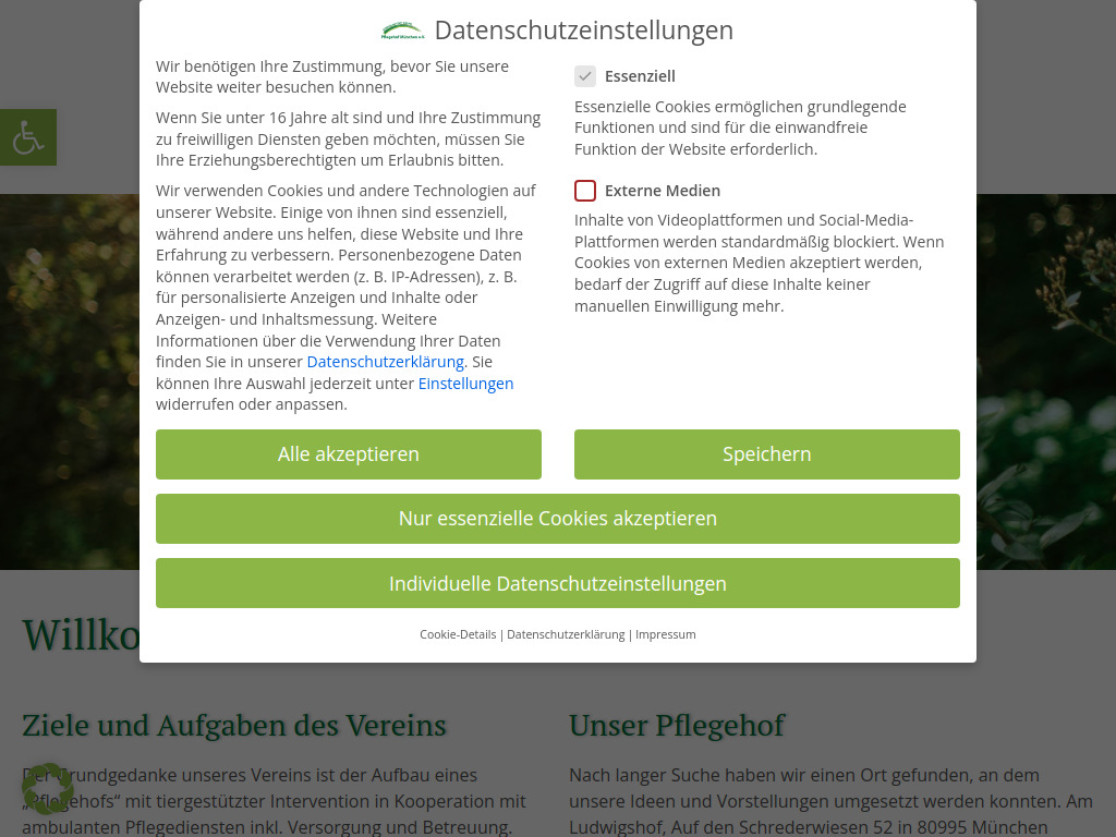 Website von Pflegehof München e.V. in München