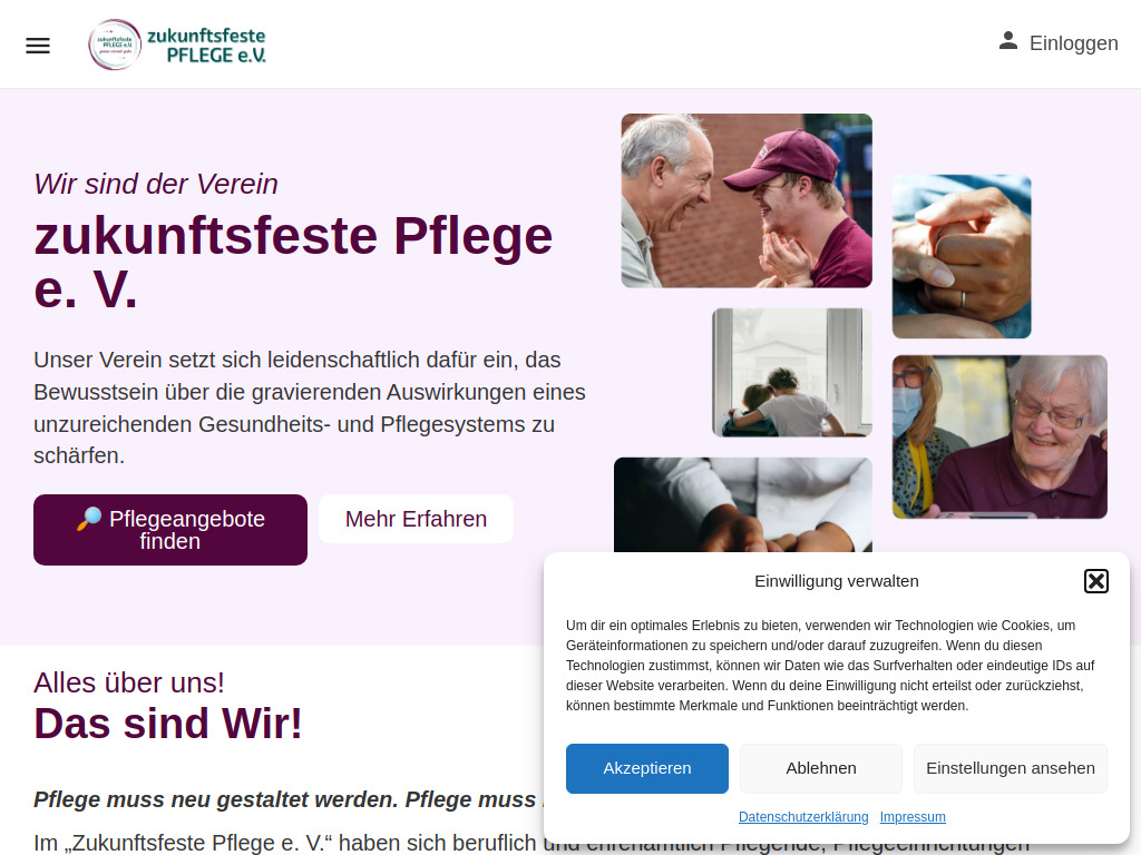 Website von WIR! - zukunftsfeste PFLEGE e.V. in Neubrandenburg