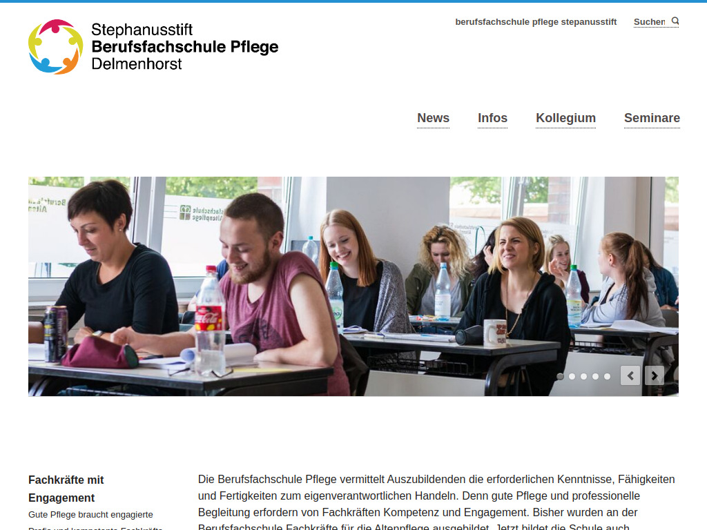 Website von Berufsfachschule Pflege Stephanusstift in Delmenhorst