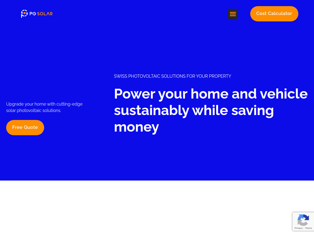 Website von Swiss PV Solutions - PG Solar Switzerland