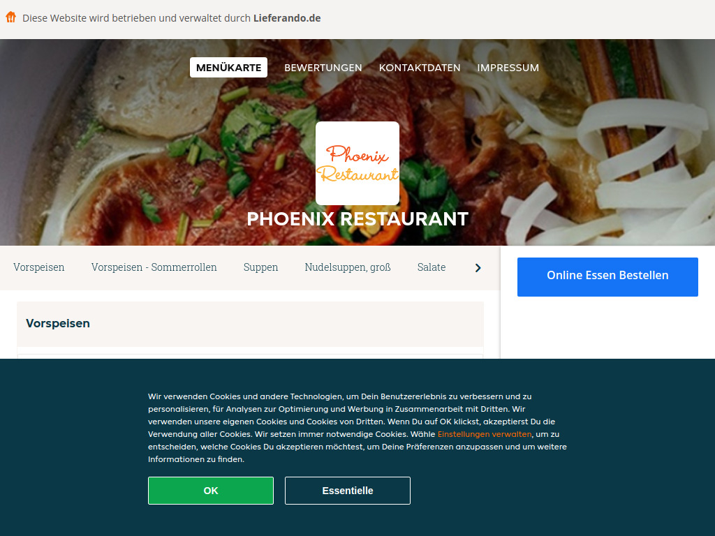 Website von Phoenix Restaurant - Essen online bestellen in Düsseldorf in Düsseldorf