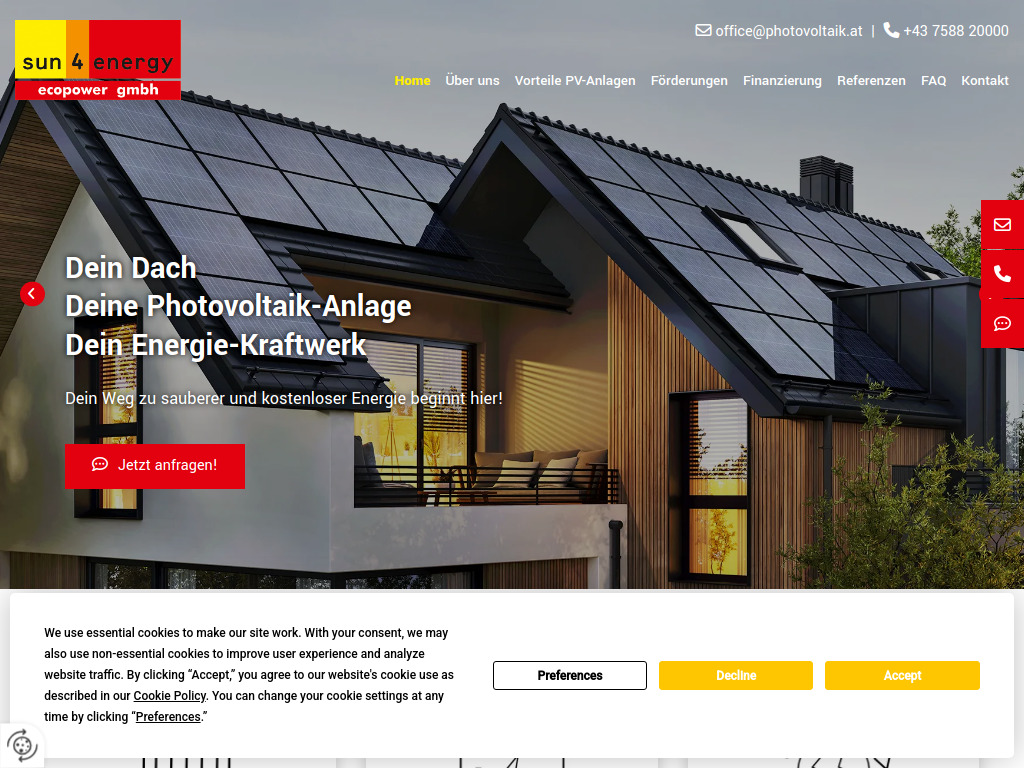 Website von sun4energy ecopower gmbh in Inzersdorf im Kremstal