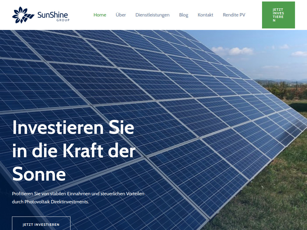 Website von SunShine Sales GmbH in Umsatzsteuer-ID