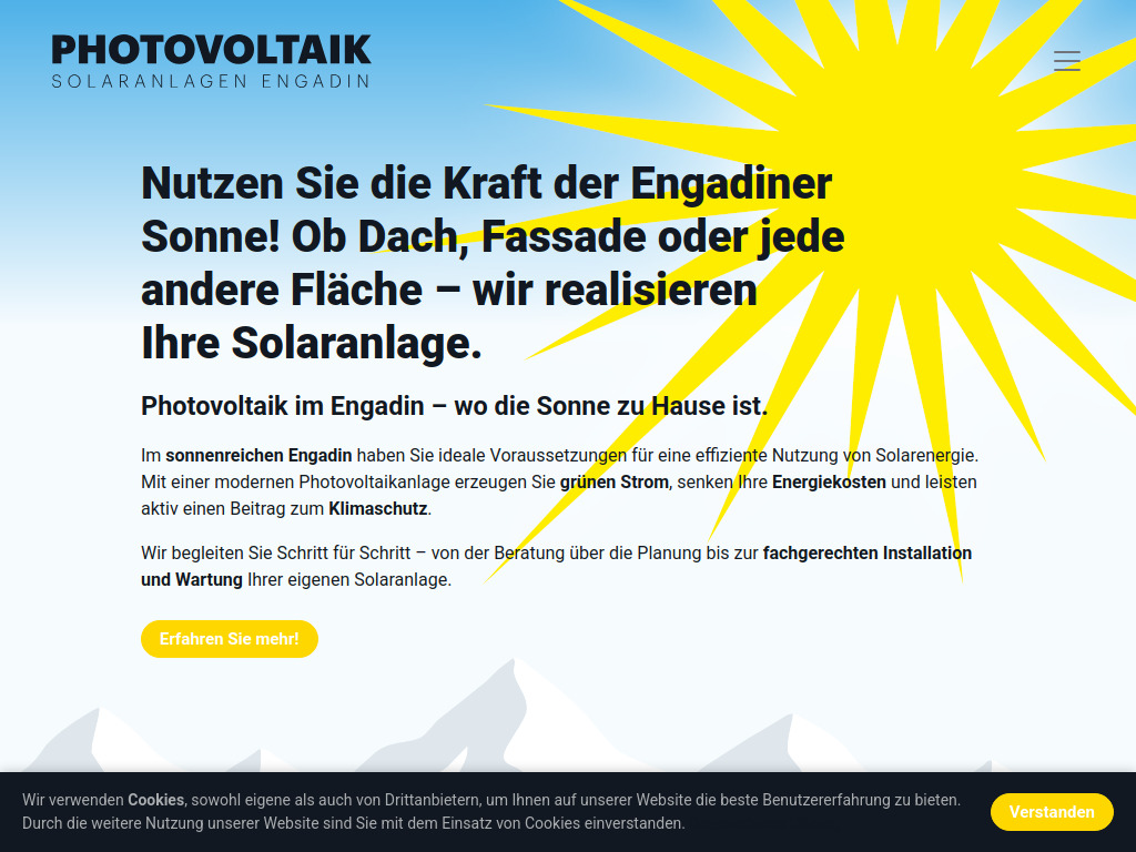 Website von Ihr Partner für Solarlösungen im Engadin