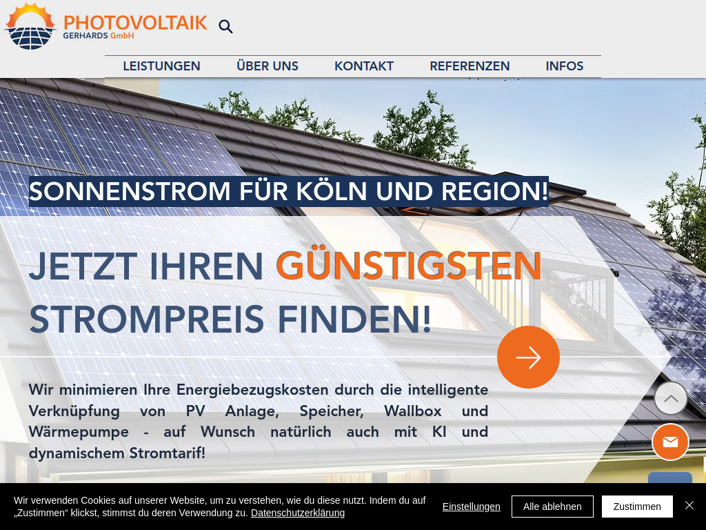 Website von Photovoltaik Gerhards GmbH in Pulheim