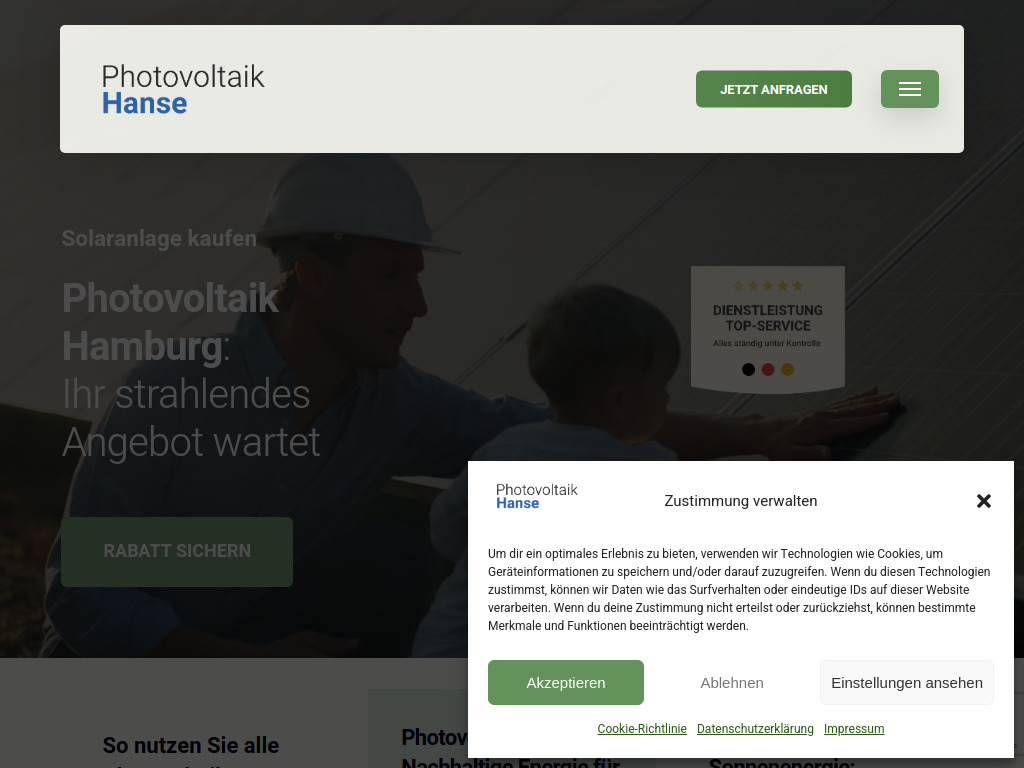 Website von Photovoltaik Hamburg - Solaranlage Hamburg - PV-Anlage in Hamburg