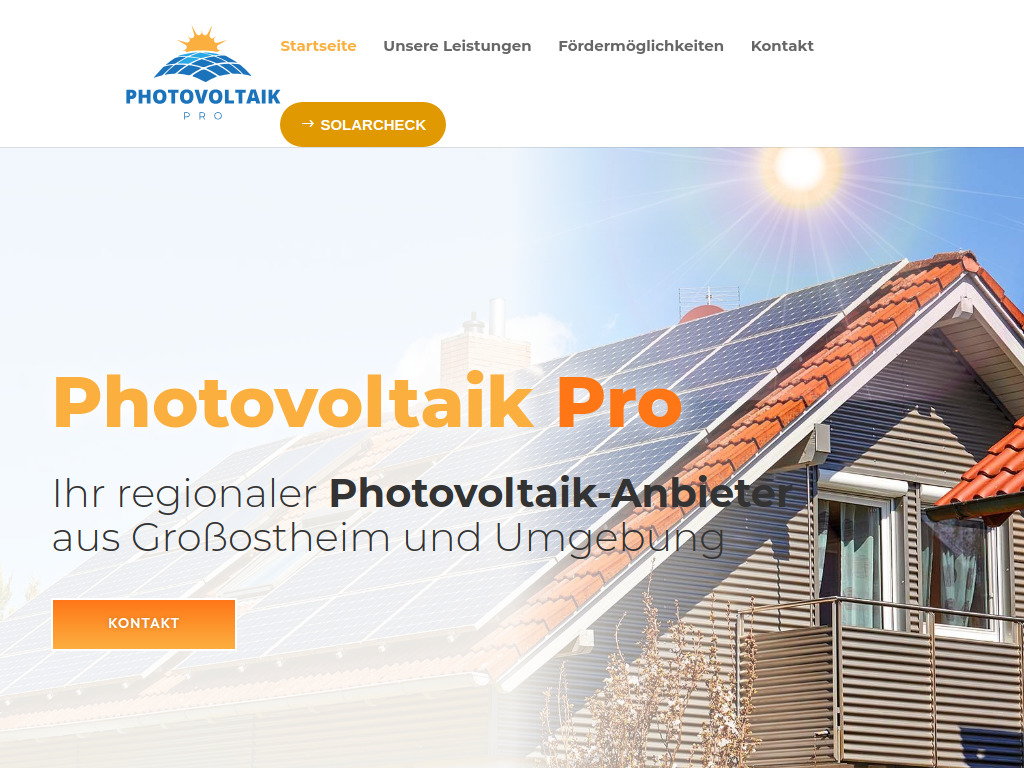 Website von Photovoltaik-Pro GmbH in Großostheim