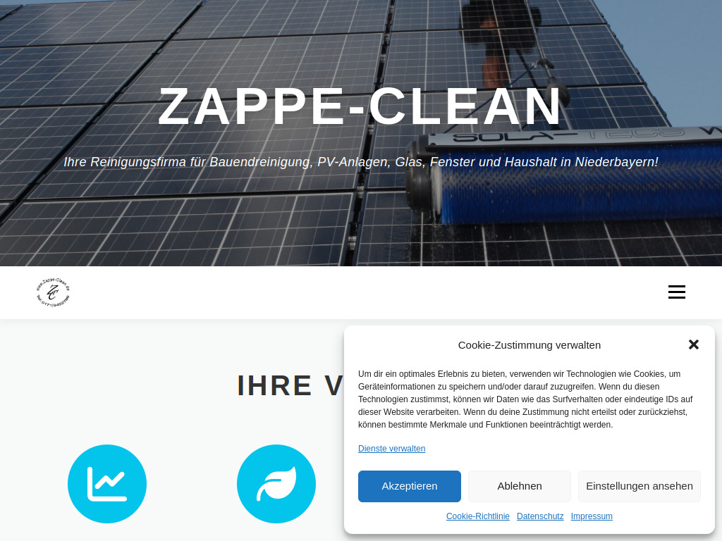 Website von Zappe Photovoltaik-Reinigung in Lalling