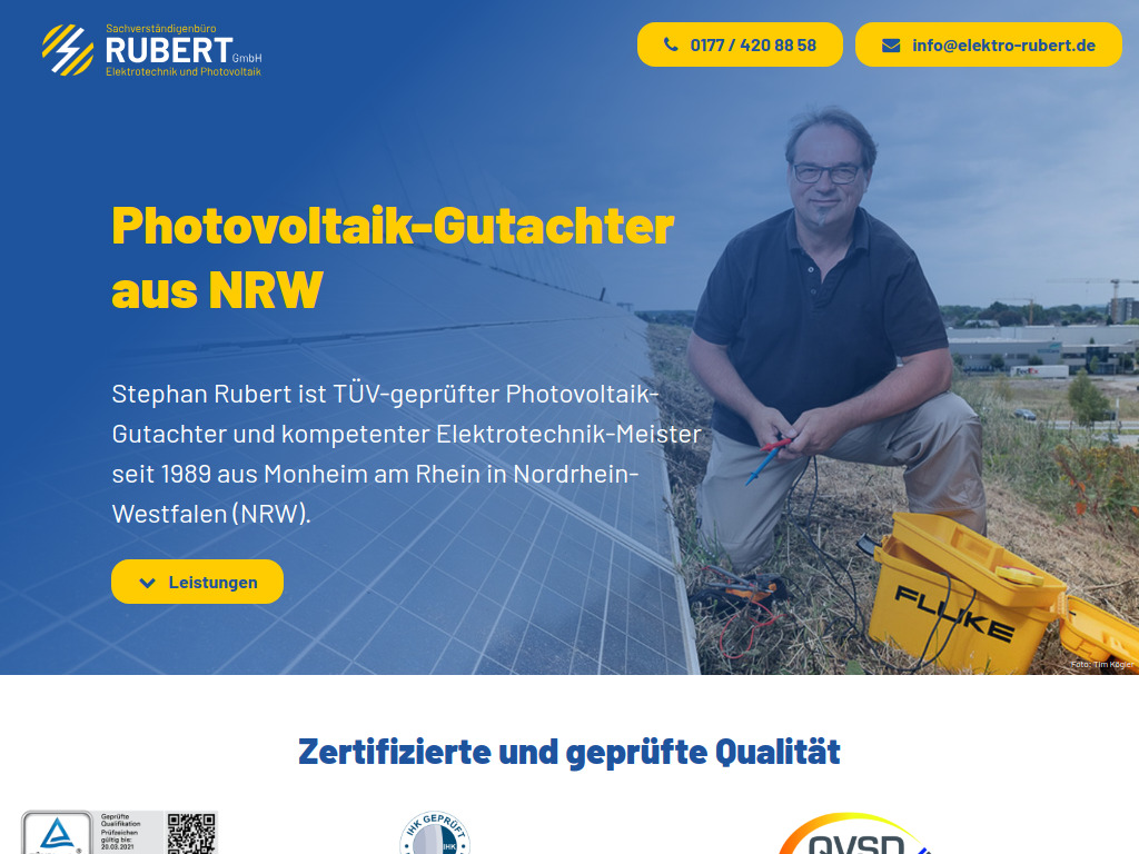 Website von Photovoltaik Rubert GmbH in Monheim am Rhein