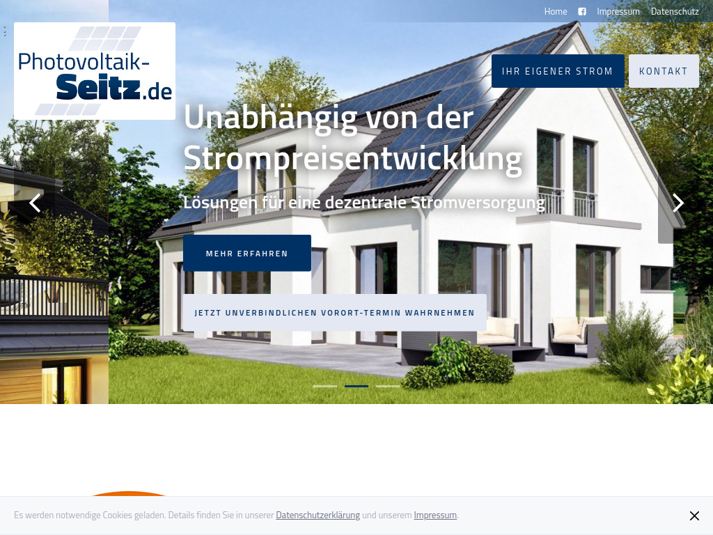 Website von Photovoltaik Seitz in Offenburg