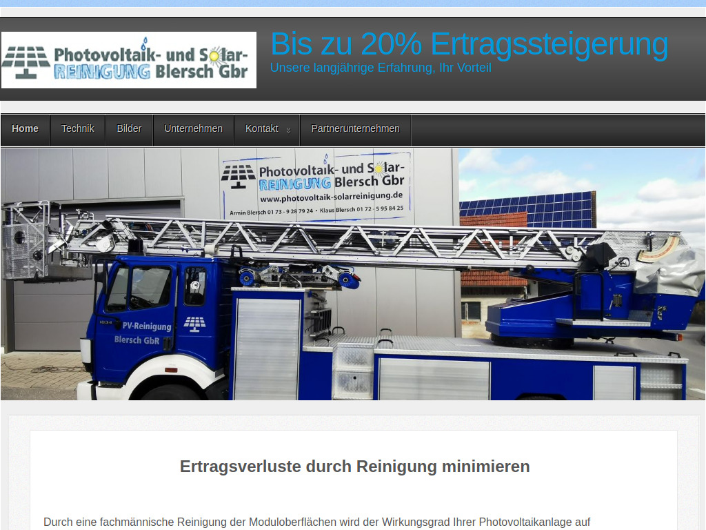 Website von PV-Reinigung Blersch GbR in Oberwachingen