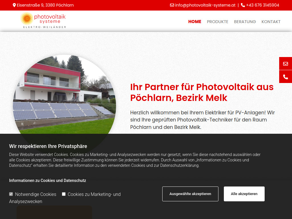 Website von Elektro Weiländer in Pöchlarn