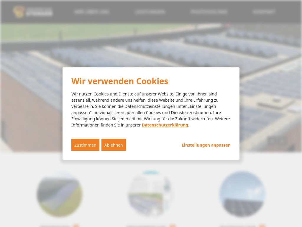 Website von Photovoltaikanlagen Stenger - Wiesthal