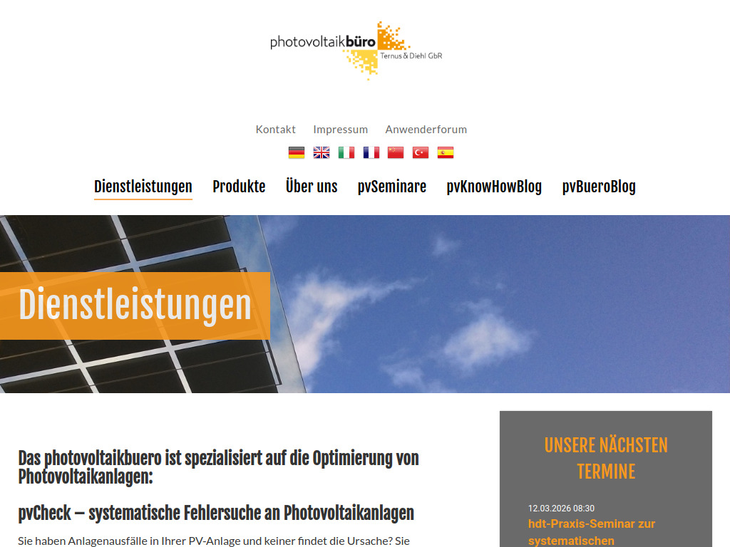 Website von photovoltaikbuero Ternus und Diehl GbR in Rüsselsheim