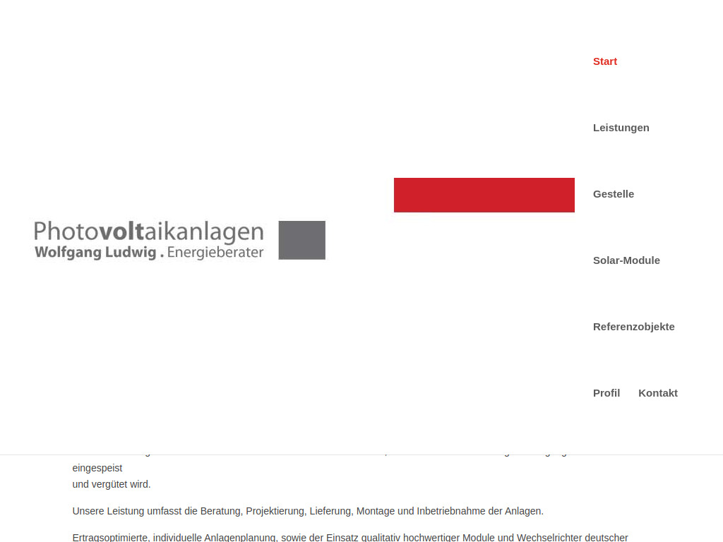 Website von Energieberatung-Photovoltaik Wolfgang Ludwig in Dachau