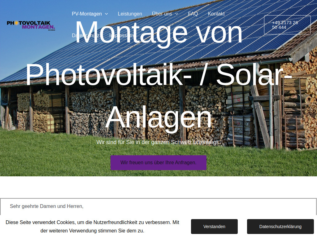 Website von SOLARMONTAGEN - Partner der Photovoltaikbranche in Monheim am Rhein