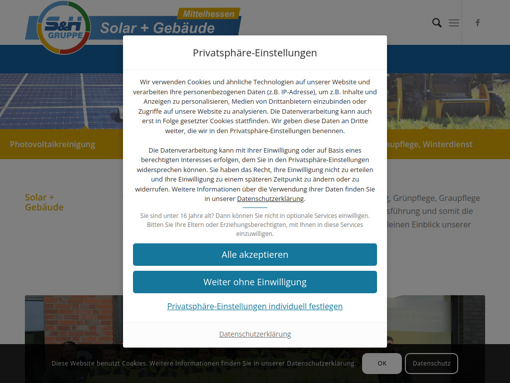 Website von S&H Gebäudereinigungs GmbH in Stadtallendorf