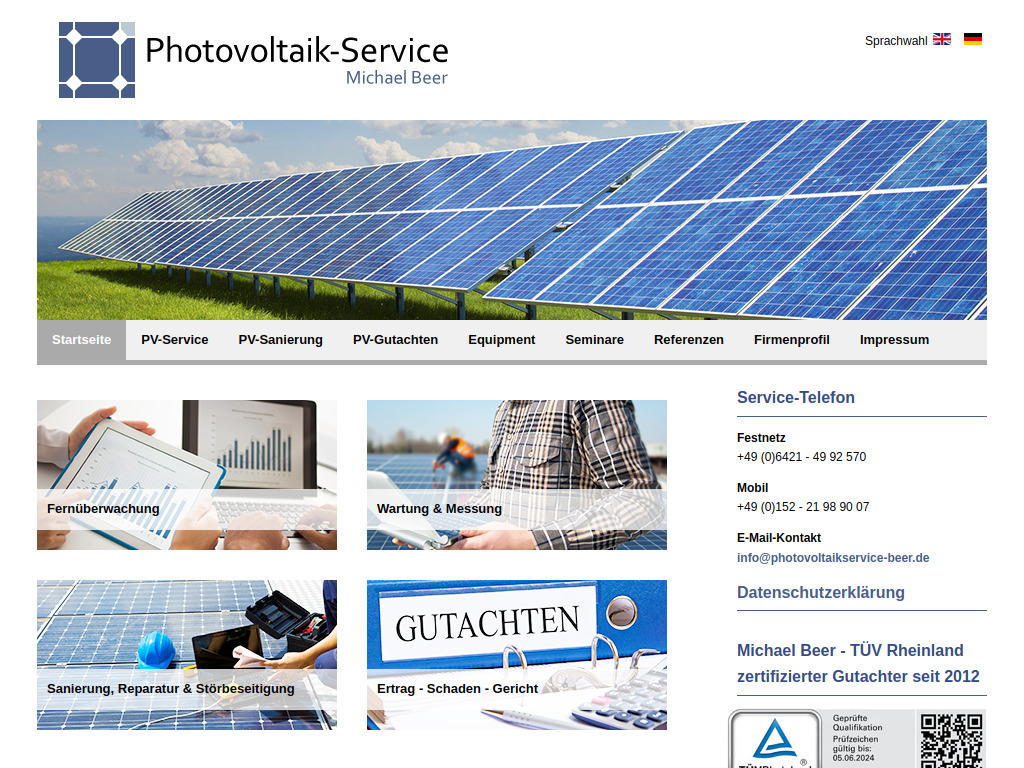 Website von Photovoltaikservice Michael Beer in Weimar