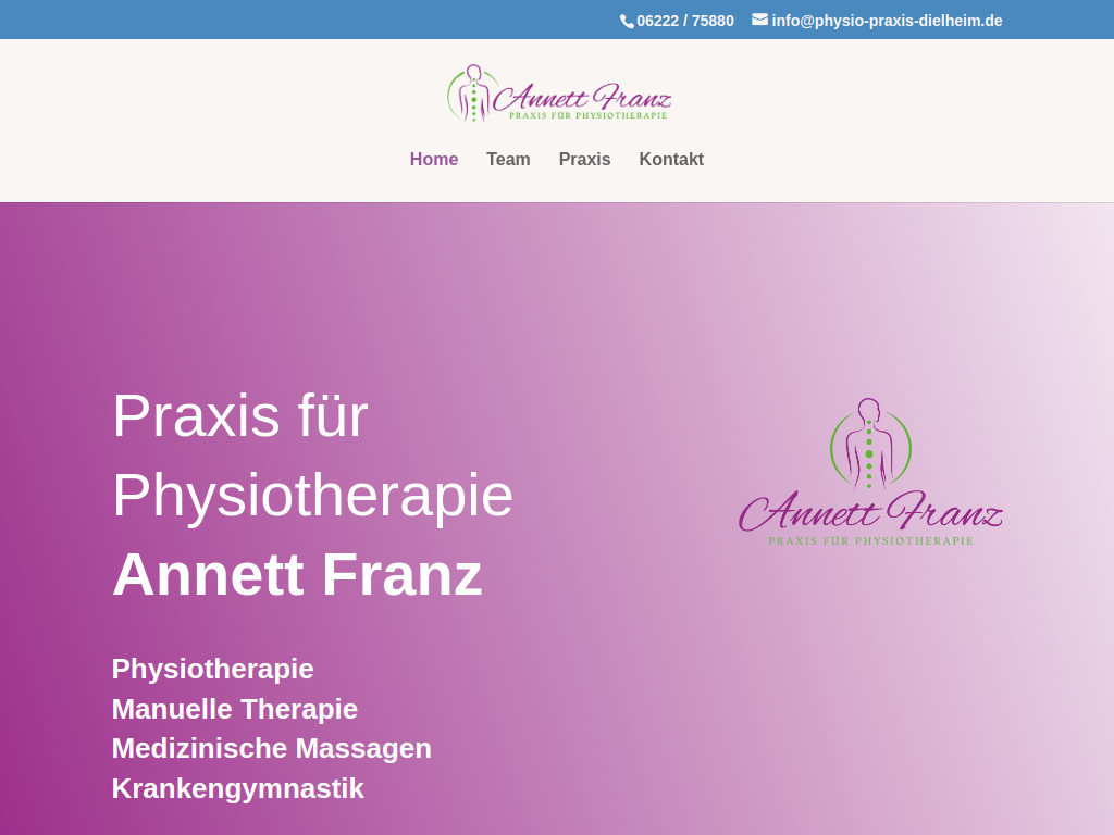 Website von Praxis für Physiotherapie Annett Franz in Dielheim