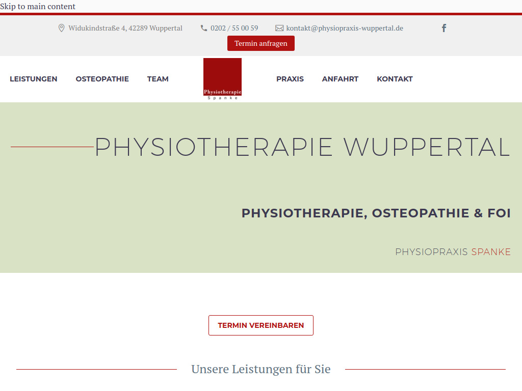 Website von Physiotherapie Spanke in Wuppertal