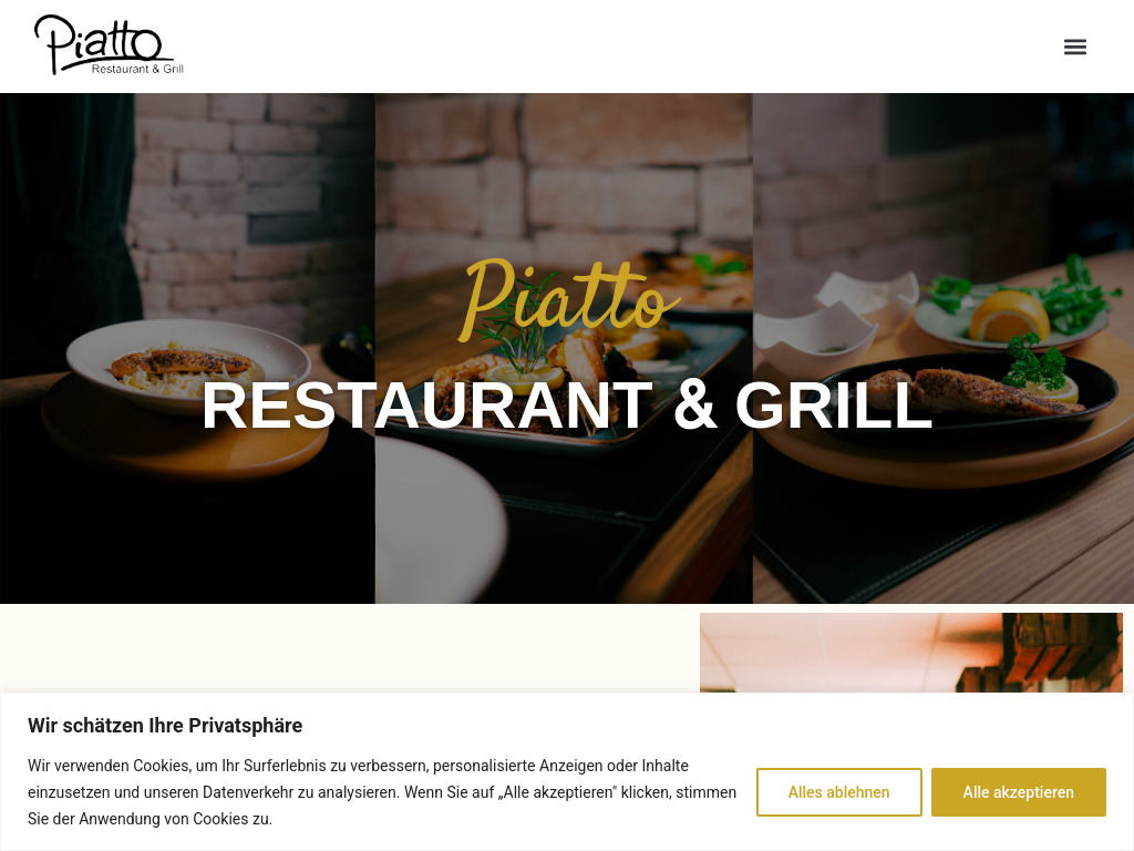 Website von Piatto Restaurant & Grill in Harrislee