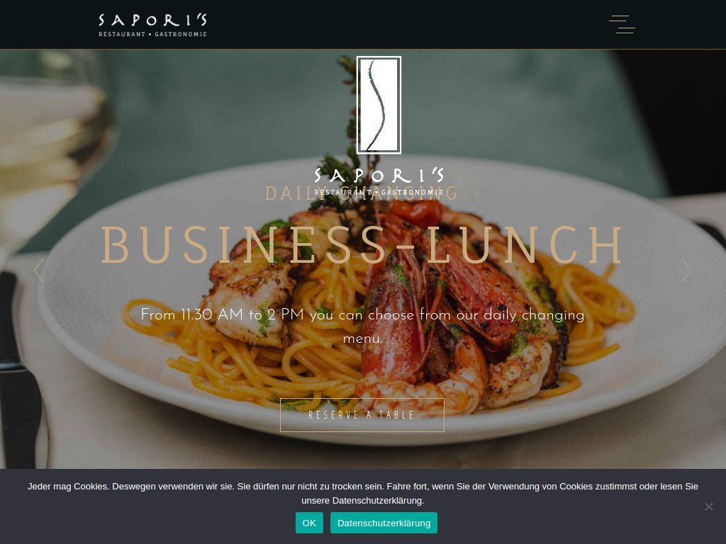 Website von Sapori's Suurstoffi AG in Rotkreuz