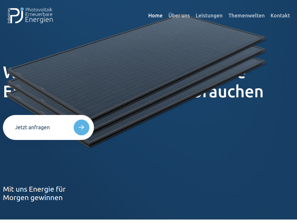 Website von PJ-Industries Erneuerbare Energien in Bergen