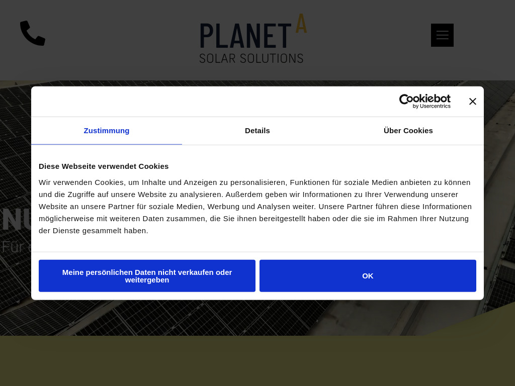 Website von Planet A Solar GmbH in Fürth