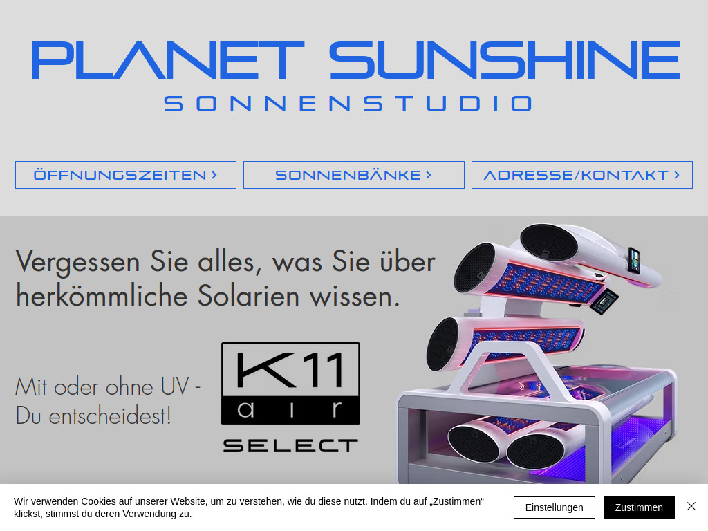 Website von Planet Sunshine Sonnenstudio in Nürtingen
